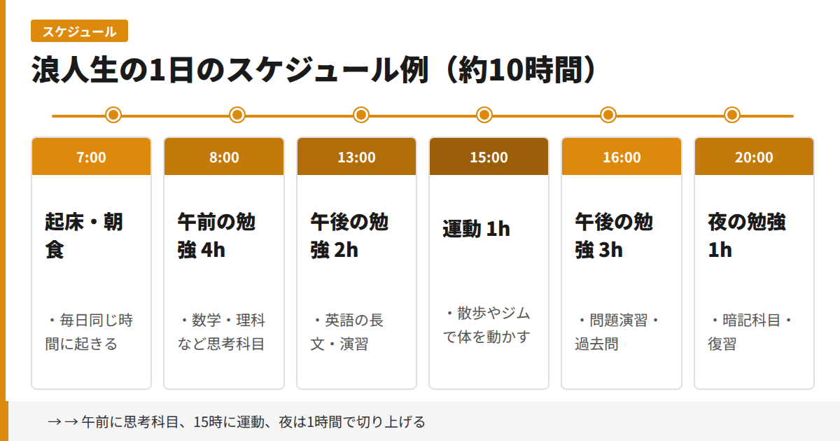 浪人生の1日のスケジュール例の図解