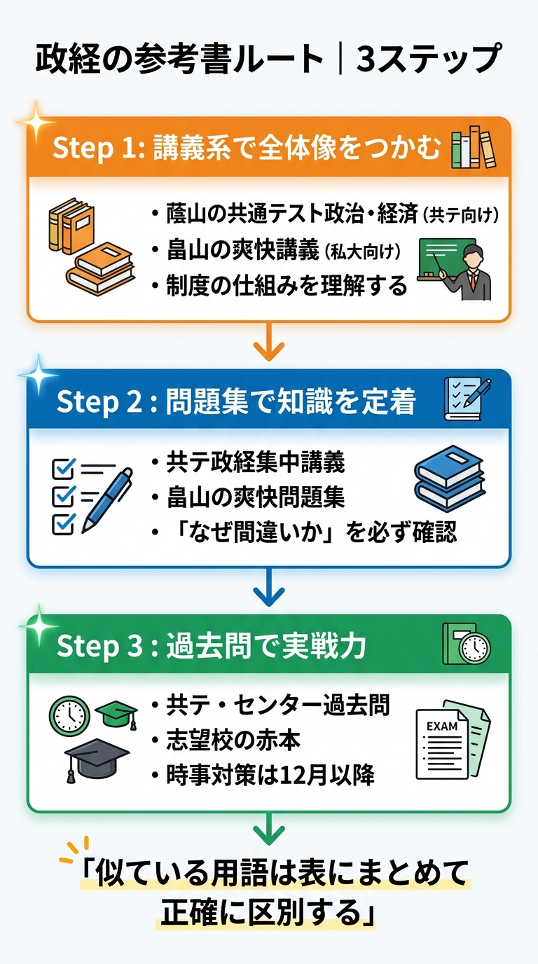 政経の参考書ルート図解